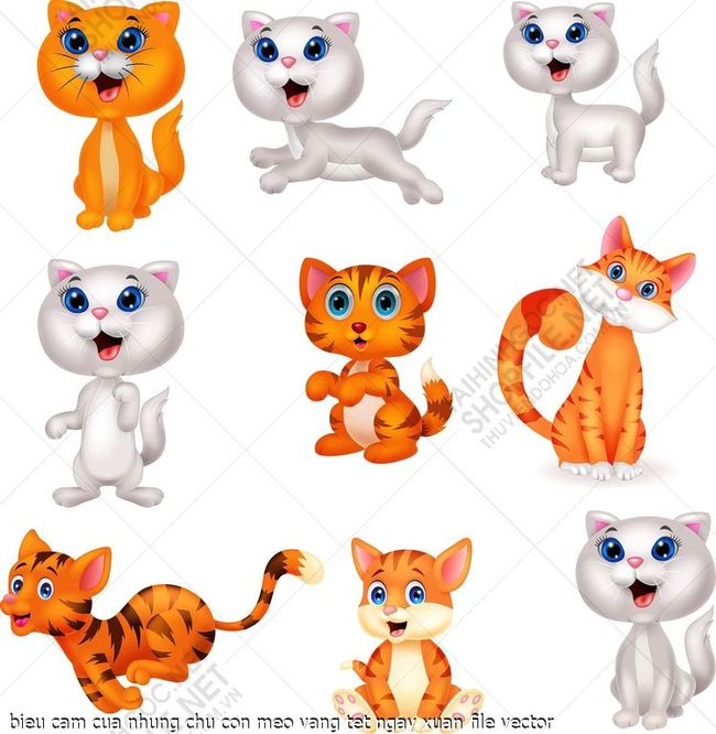 bieu cam cua nhung chu con meo vang tet ngay xuan file vector